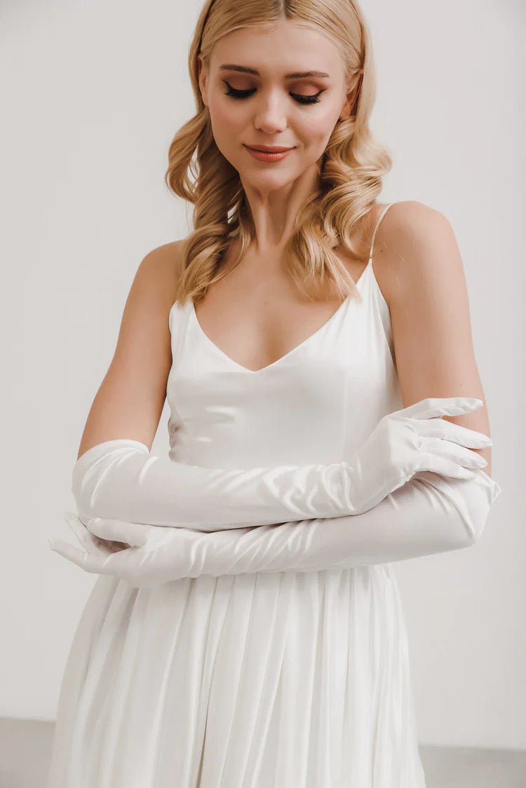 Wedding satin gloves deals